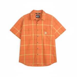 Carhartt Men's 105701 Rugged Flex Relaxed Fit Plaid Shirt Orange Large